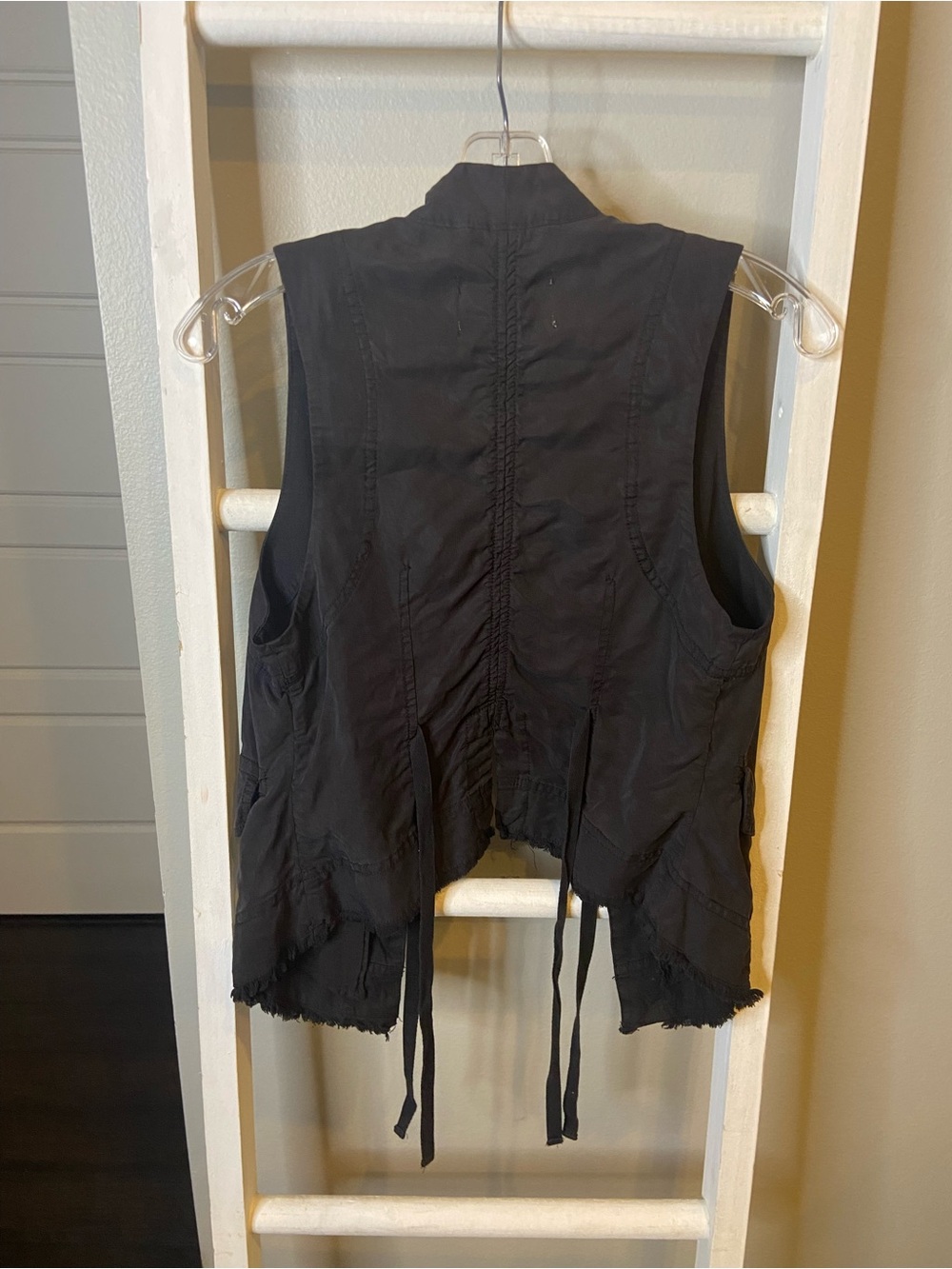 We The Free Black Sleeveless Button Vest with Ties - Picture 7 of 9